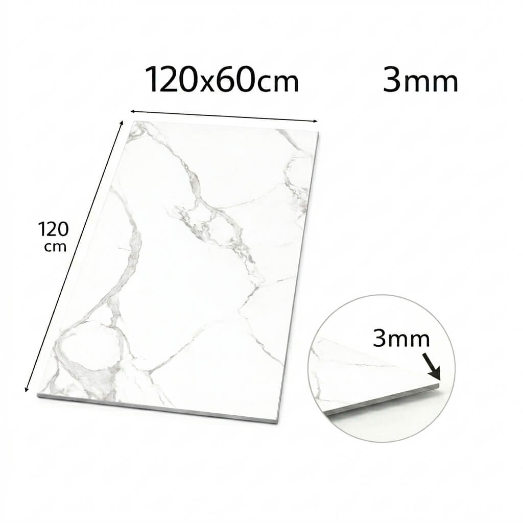 Revestimiento de Pared efecto Mármol Blanco Titanio 120x60cm - Panel impermeable y fácil instalación