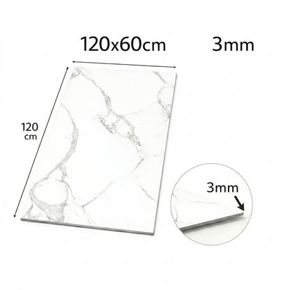 Revestimiento de Pared efecto Mármol Blanco Titanio 120x60cm - Panel impermeable y fácil instalación