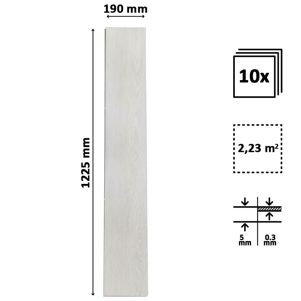 Suelo Vinílico SPC Click Roble Gris Perla con Aislante incorporado - Estocolmo 1250x190x5mm