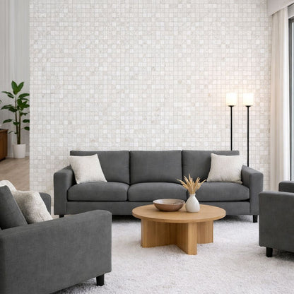 Panel Mural de Piedra Flexible Natural Trieste Mosaic Blanco 118x58cm - Revestimiento Pared impermeable