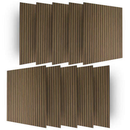 Pack 10 Panel Acústico de Pared Cuadrado Roble Oscuro - Essence 60x60x1cm