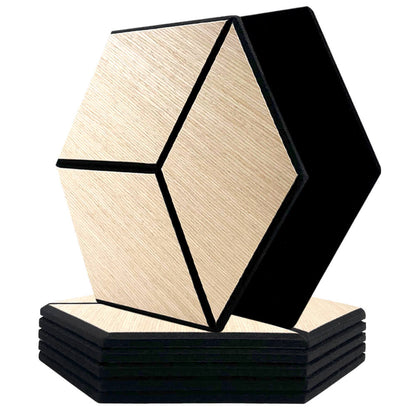 Pack 5 Panel Acústico de Pared Hexagonal Madera Claro - Helsinki 30x30x1cm