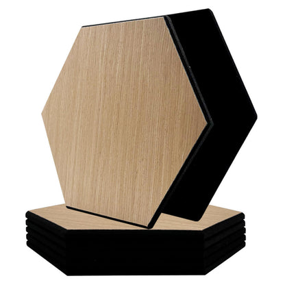 Pack 5 Panel Acústico de Pared Hexagonal Madera Natural - Turku 30x30x1cm