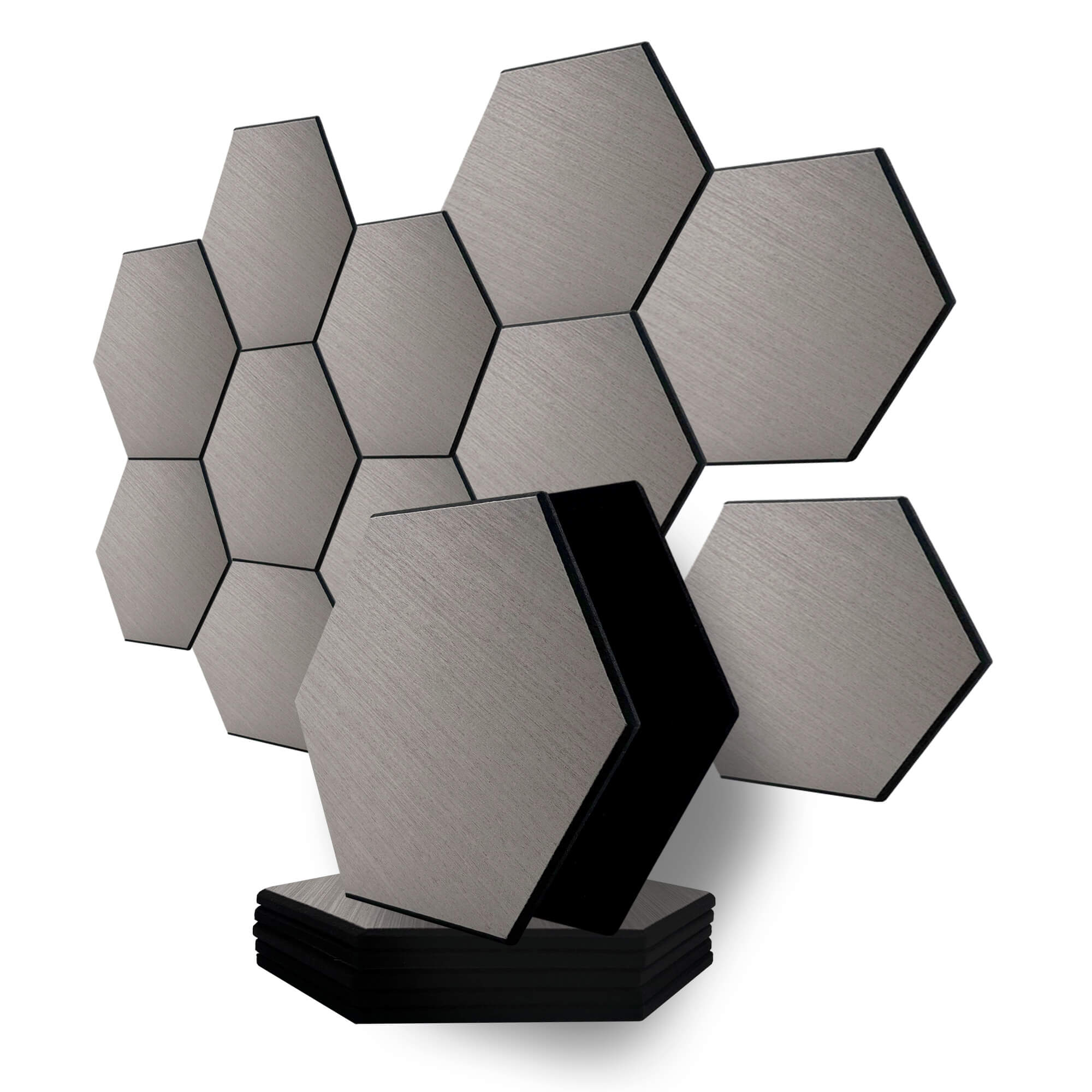 Pack Panel Acústico de Pared Hexagonal Madera Gris - Bergen Grey
