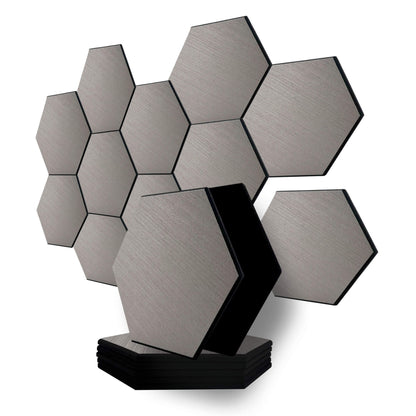 Pack 10 Panel Acústico de Pared Hexagonal Madera Gris - Bergen Grey 30x30x1cm