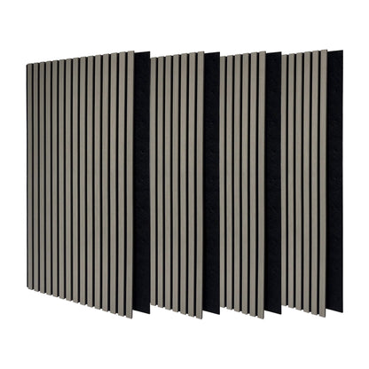 Pack 4 Panel Acústico de Pared Rectangular Madera Gris - Nordic 120x60x2cm