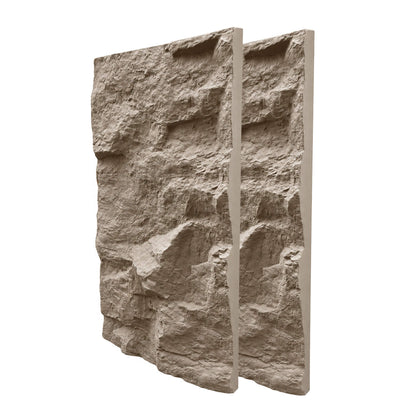 Pack 6 Painéis Parede 3D de Poliuretano Rígido PU HD Rock Stone Castanho 120x60cm - Revestimento Decorativo Interior e Exterior