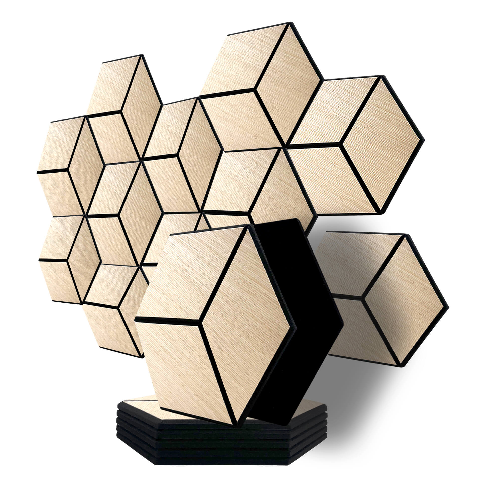 Pack Panel Acústico de Pared Hexagonal Madera Claro - Helsinki