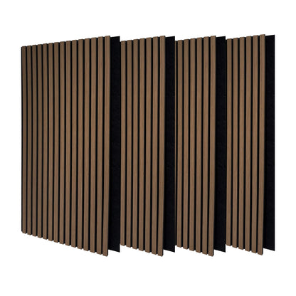 Pack 4 Panel Acústico de Pared Rectangular Roble Oscuro - Fog 120x60x2cm