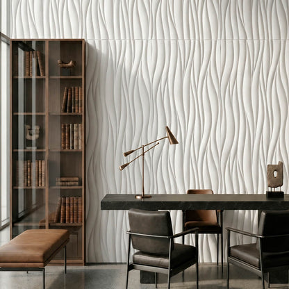 Pack 22 Painéis Parede 3D de Poliuretano Rígido PU HD Geometry Série D Branco 120x60cm - Revestimento Decorativo Interior e Exterior