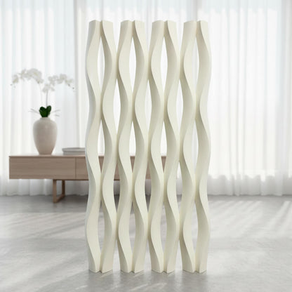 Pack 10 Painéis Parede 3D de Poliuretano Rígido PU HD Wave Board Bege 120x60cm - Revestimento Decorativo Interior e Exterior