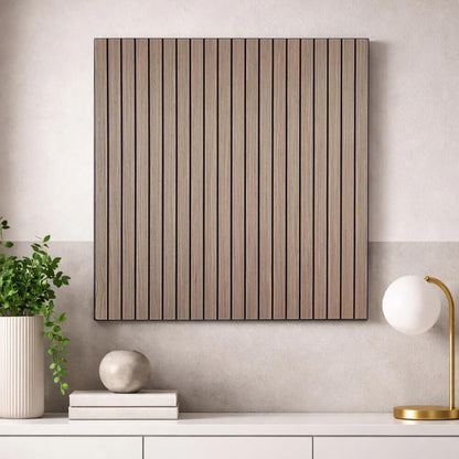 Pack 10 Panel Acústico de Pared Cuadrado Roble Oscuro - Essence 60x60x1cm