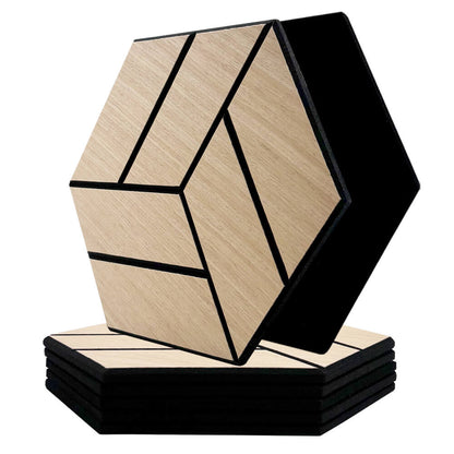 Pack 5 Panel Acústico de Pared Hexagonal Madera Natural - Stavanger 30x30x1cm