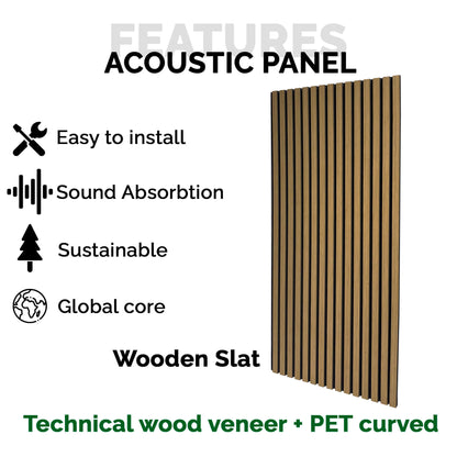 Pack 4 Panel Acústico de Pared Rectangular Roble Natural - Calm 120x60x2cm