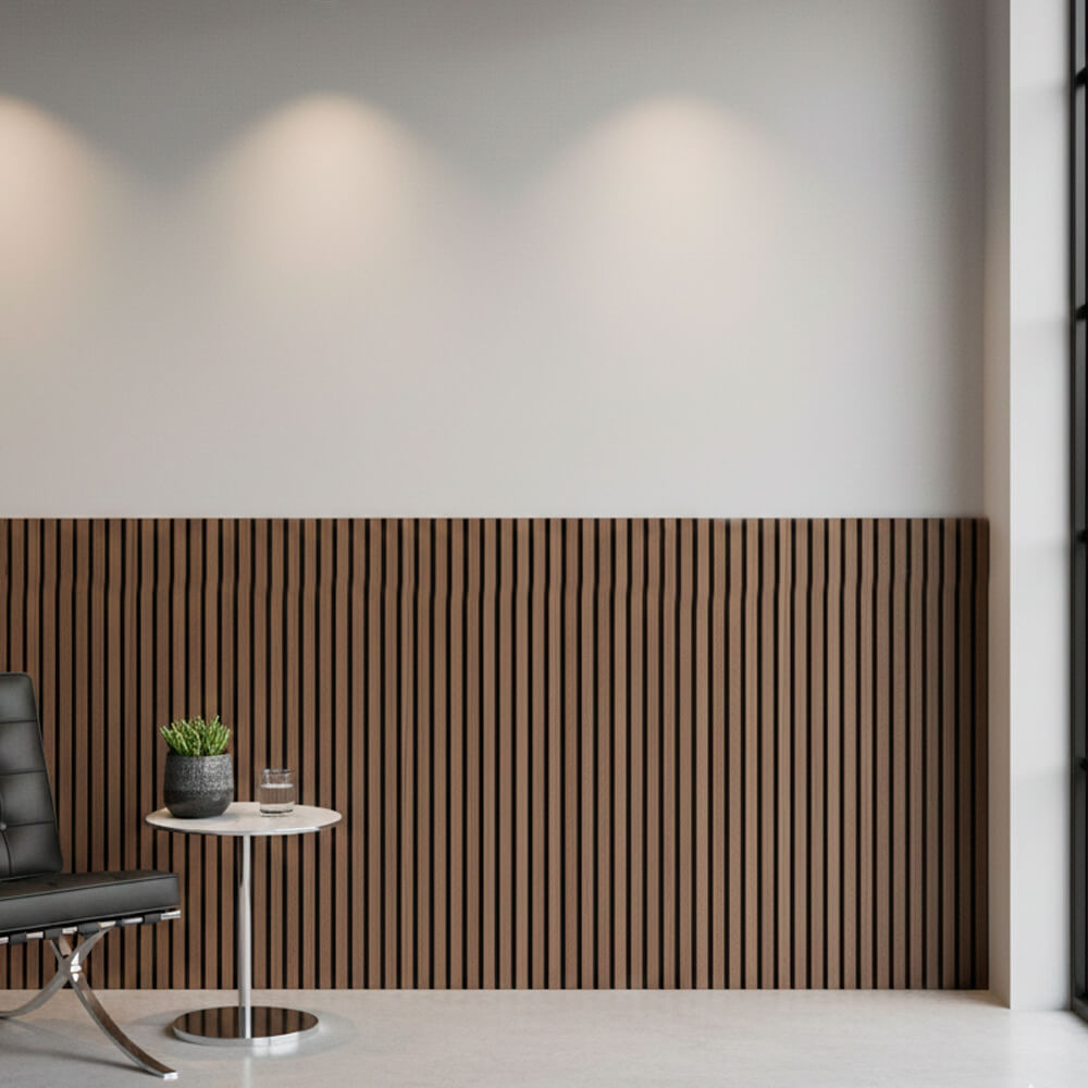 Pack 4 Panel Acústico de Pared Rectangular Roble Oscuro - Fog 120x60x2cm