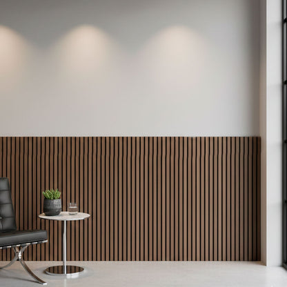 Pack 4 Panel Acústico de Pared Rectangular Roble Oscuro - Fog 120x60x2cm