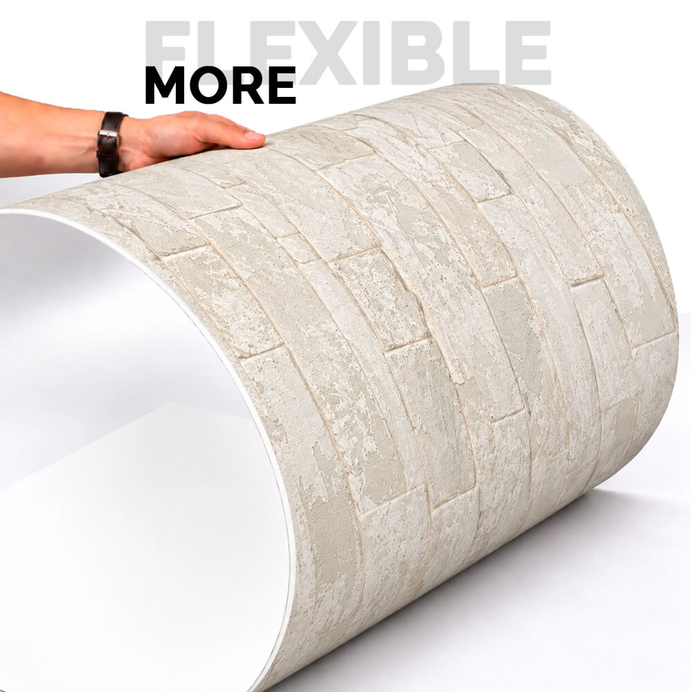 Panneau Mural en Pierre Flexible Naturelle Slim Arezzo Beige Clair 120x60 - Revêtement Mural Imperméable