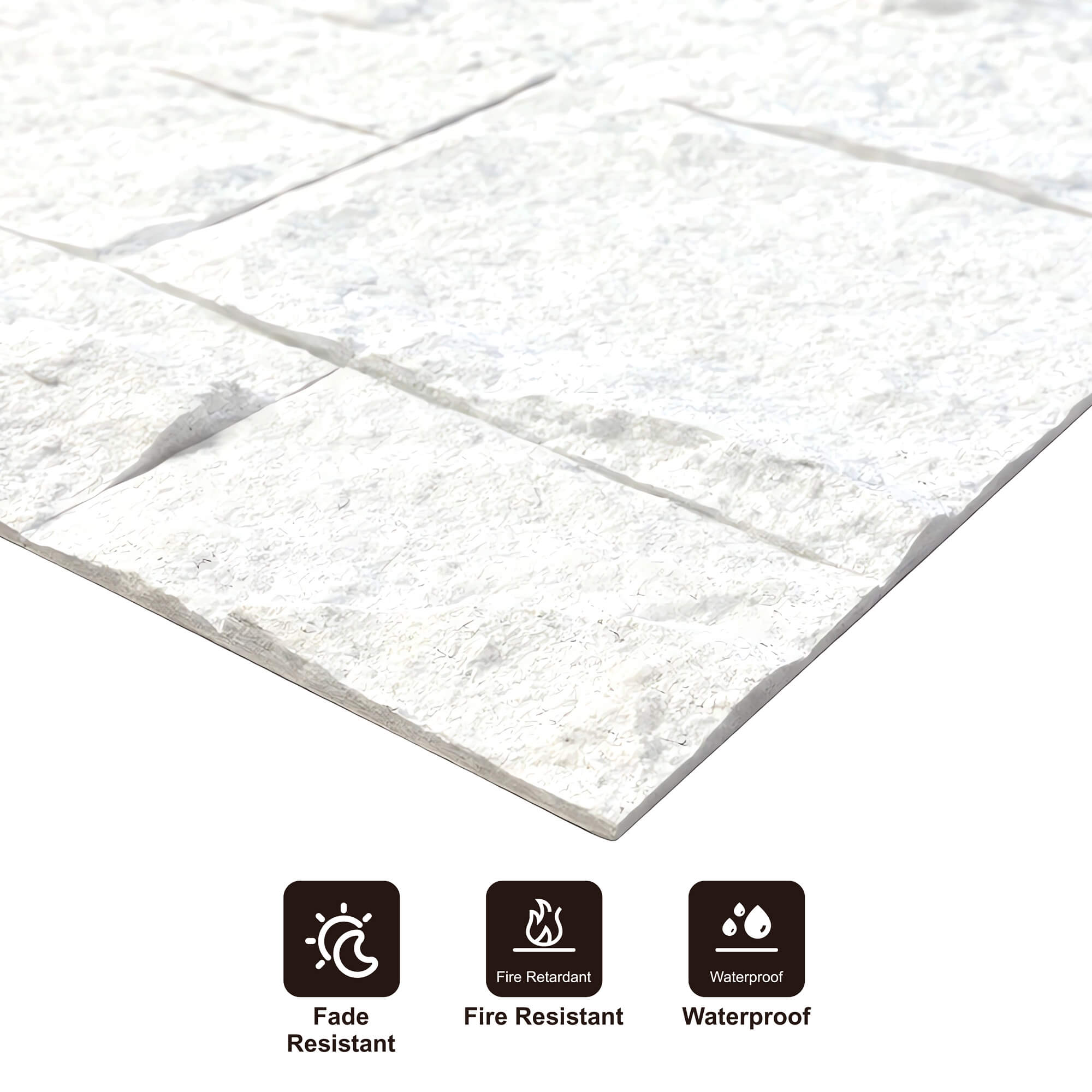 Panel Mural de Piedra Flexible Natural Bari Blanco 120x60cm - Revestimiento Pared impermeable
