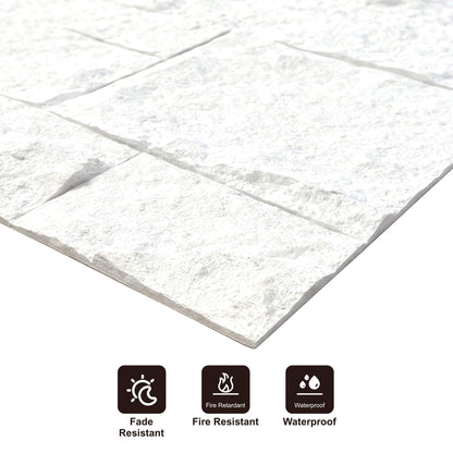 Panel Mural de Piedra Flexible Natural Bari Blanco 120x60cm - Revestimiento Pared impermeable