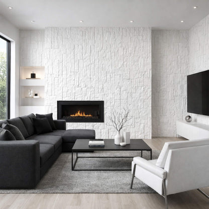 Panel Mural de Piedra Flexible Natural Arezzo Blanco 120x60cm - Revestimiento Pared impermeable
