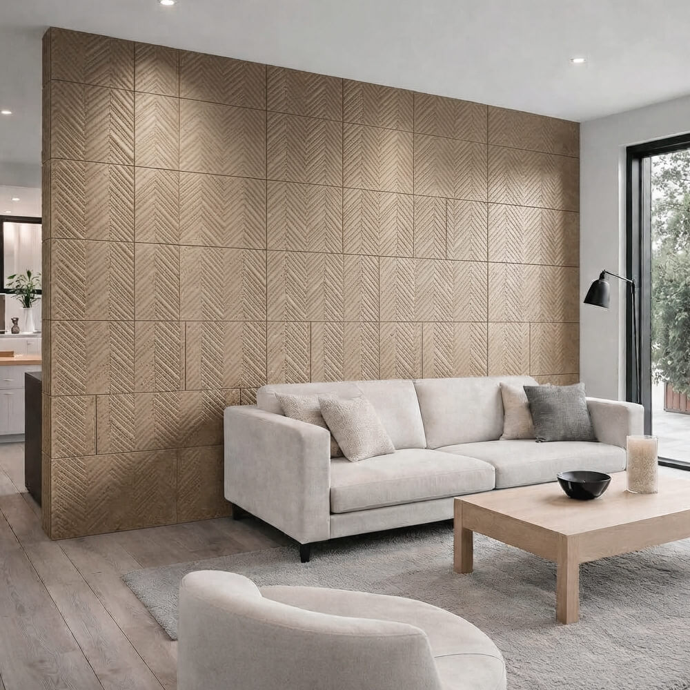 Natural Flexible Stone Wall Panel Slim Bergamo Beige 120x60 - Waterproof Wall Cladding