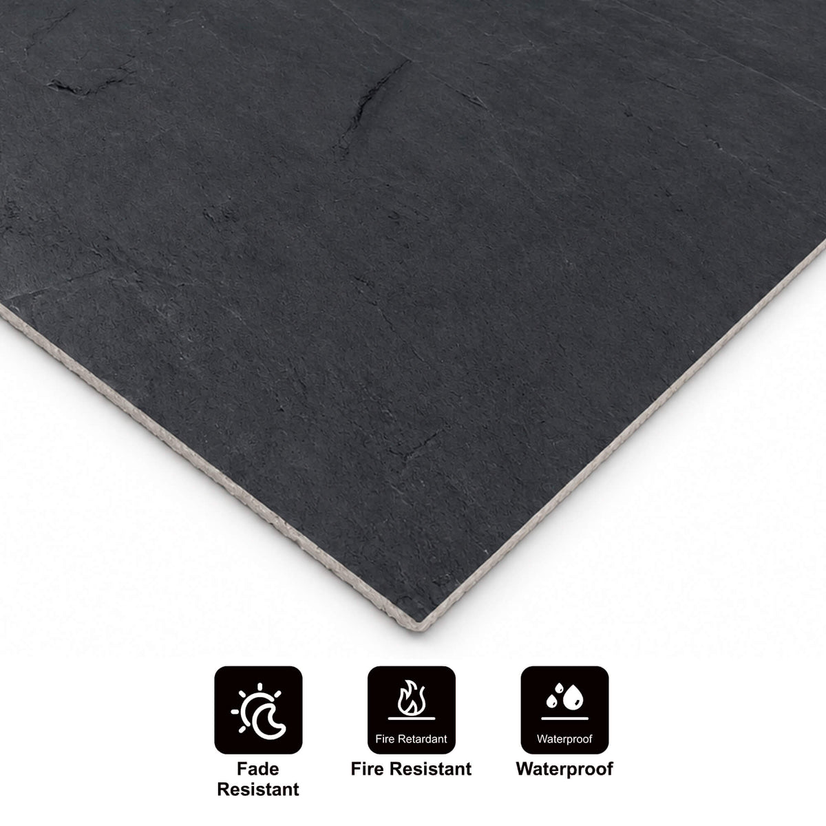 Panneau Mural en Pierre Flexible Naturelle Slim Florencia Noir 120x60 - Revêtement Mural Imperméable