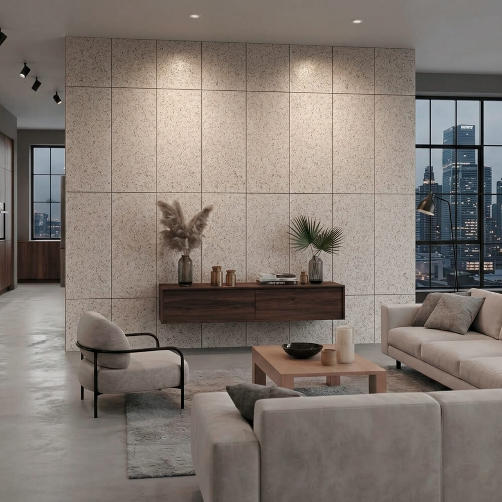 Panneau Mural en Pierre Flexible Naturelle Slim Granite Blanc 120x60 - Revêtement Mural Imperméable