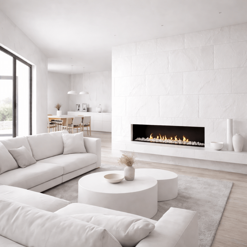 Panel Mural de Piedra Flexible Natural Milan Blanco 120x60cm - Revestimiento Pared impermeable