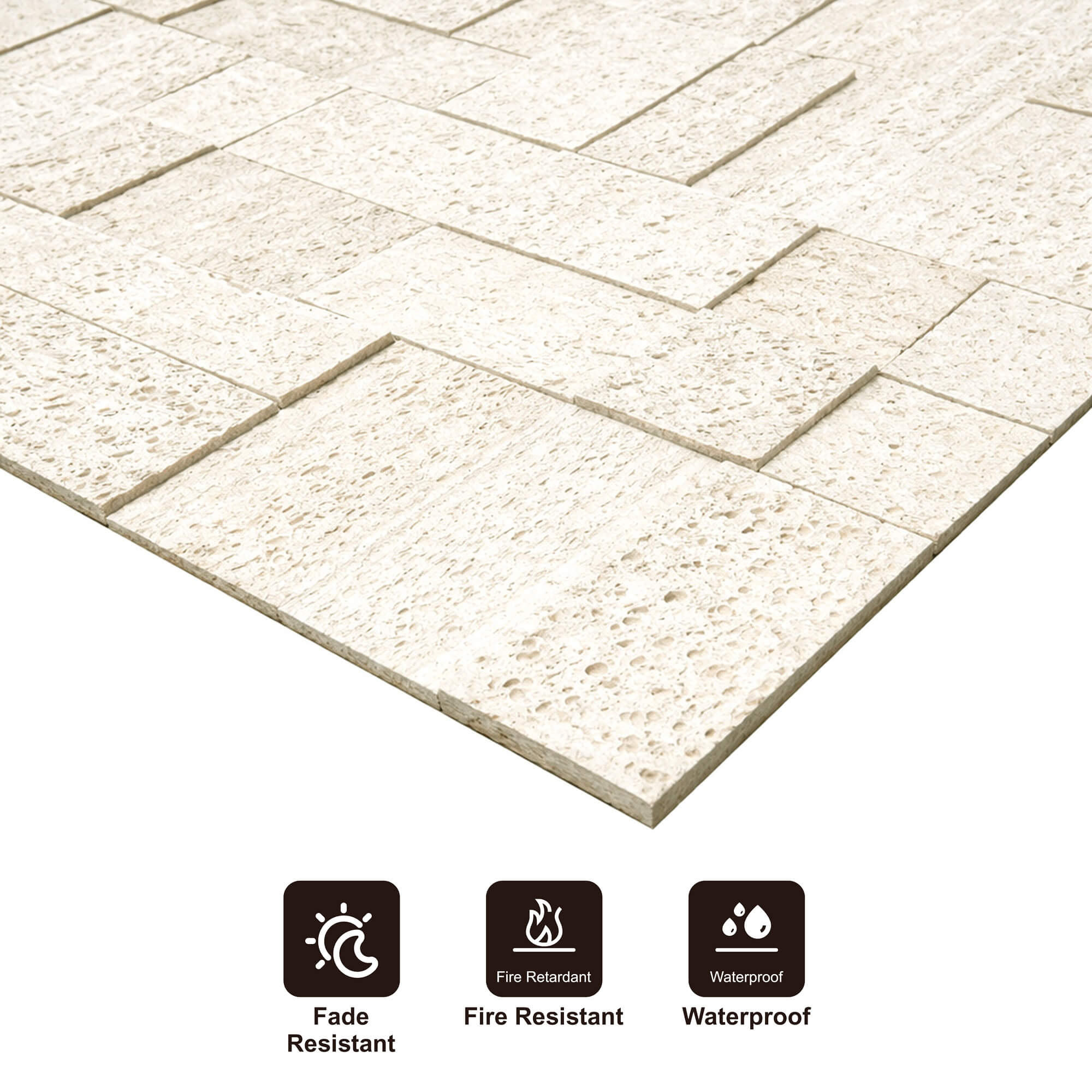 Panel Mural de Piedra Flexible Natural Siena Travertine Beige 120x60cm - Revestimiento Pared impermeable