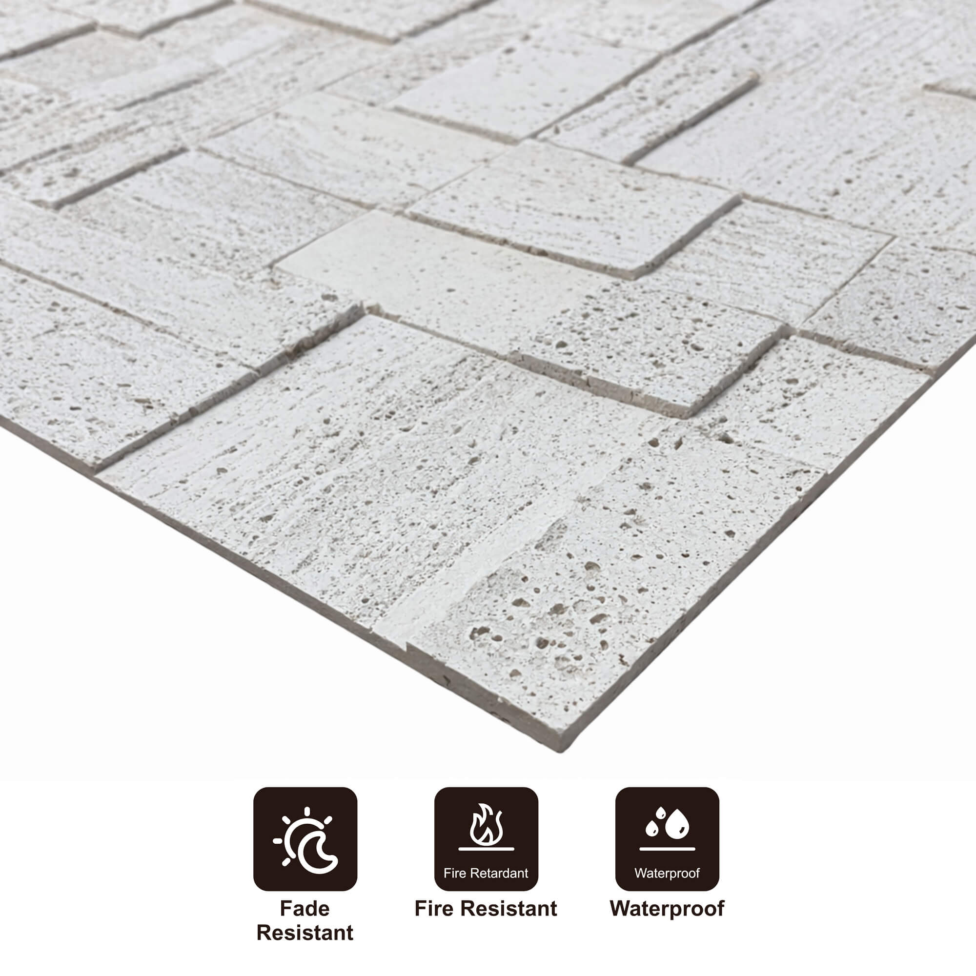 Panel Mural de Piedra Flexible Natural Siena Travertine Gris 120x60cm - Revestimiento Pared impermeable