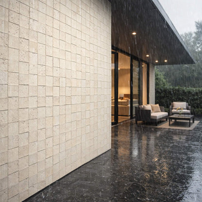 Panel Mural de Piedra Flexible Natural Trieste Mosaic Beige 118x58cm - Revestimiento Pared impermeable