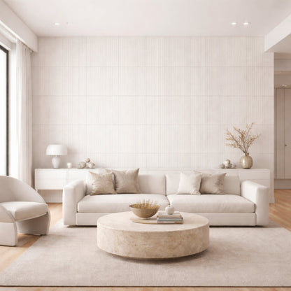 Panel Mural de Piedra Flexible Natural Turin White 120x60cm - Revestimiento Pared impermeable