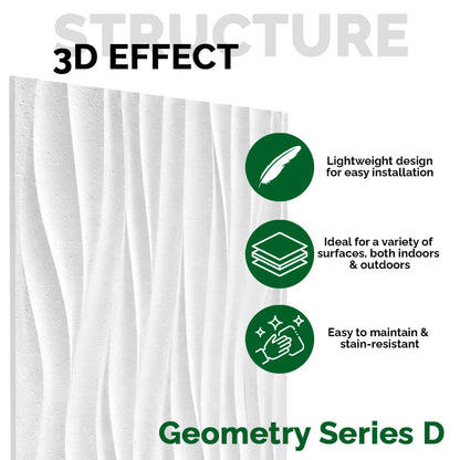 Pack 22 Painéis Parede 3D de Poliuretano Rígido PU HD Geometry Série D Branco 120x60cm - Revestimento Decorativo Interior e Exterior