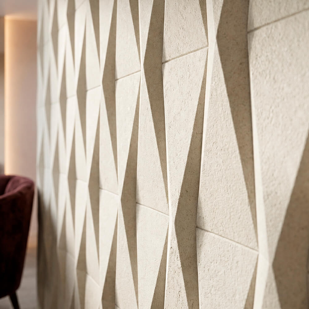 Pack 18 Painéis Parede 3D de Poliuretano Rígido PU HD Geometry Série A Bege 120x60cm - Revestimento Decorativo Interior e Exterior