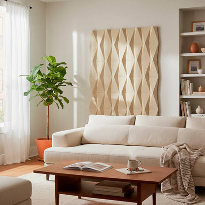 Pack 18 Painéis Parede 3D de Poliuretano Rígido PU HD Geometry Série A Bege 120x60cm - Revestimento Decorativo Interior e Exterior