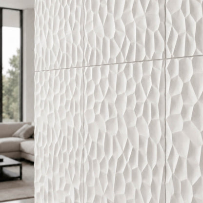 Pack 18 Painéis Parede 3D de Poliuretano Rígido PU HD Geometry Série C Branco 120x60cm - Revestimento Decorativo Interior e Exterior