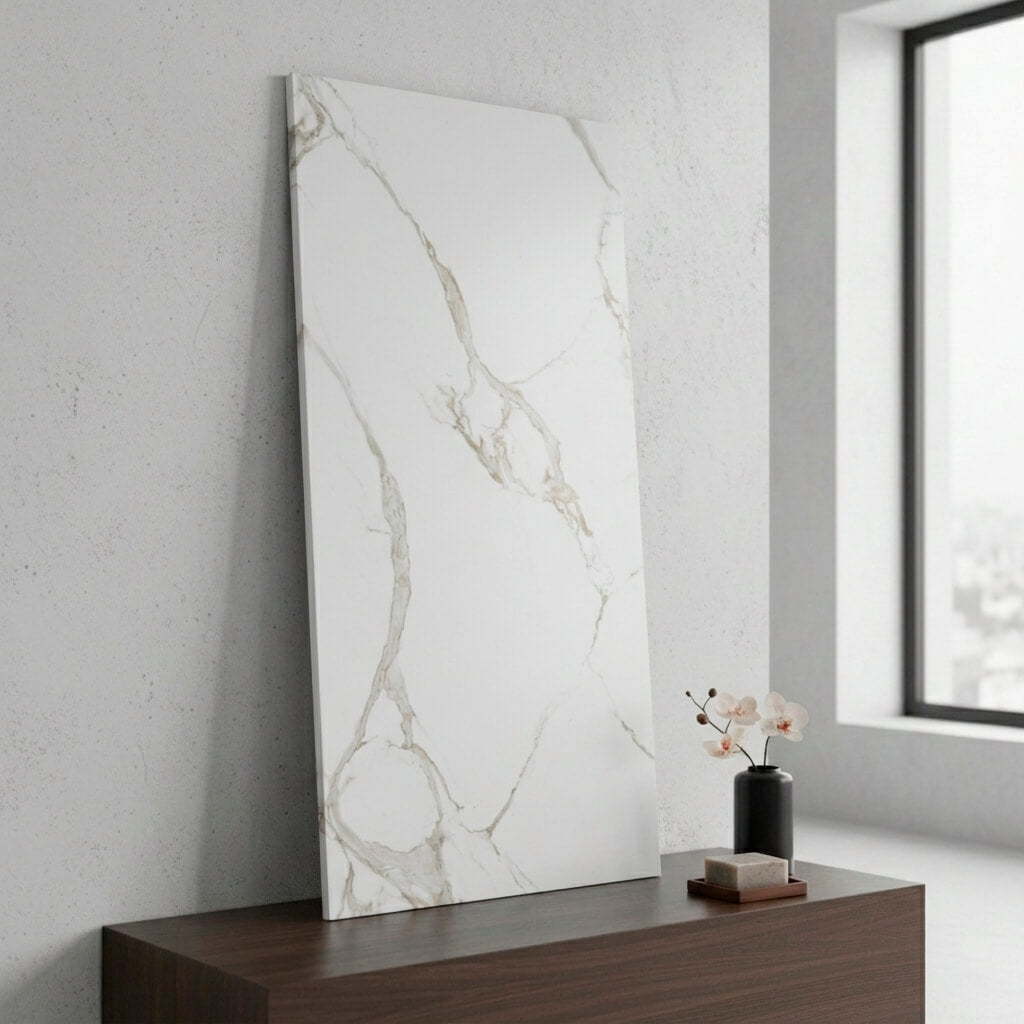 Revestimiento de Pared efecto Mármol Blanco Titanio 120x60cm - Panel impermeable y fácil instalación