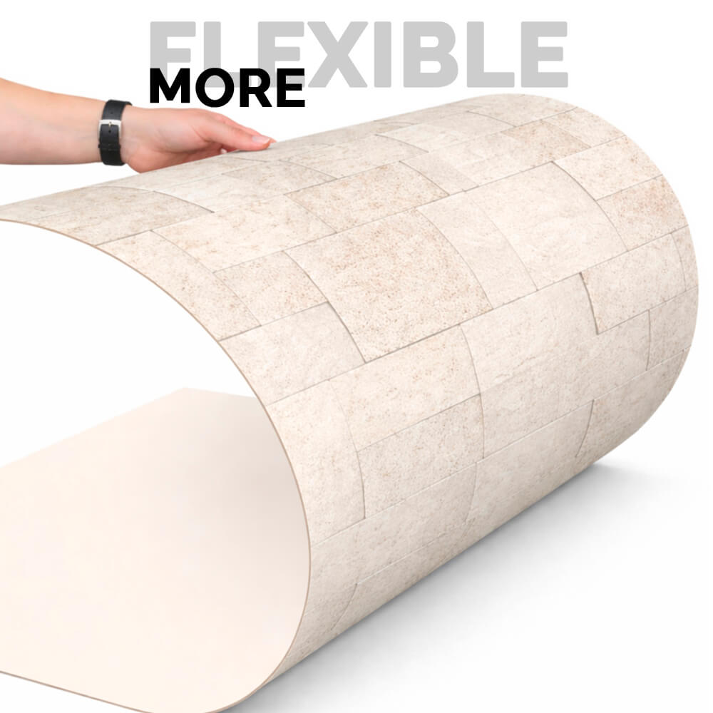 Panel Mural de Piedra Flexible Natural Siena Travertine Beige 120x60cm - Revestimiento Pared impermeable