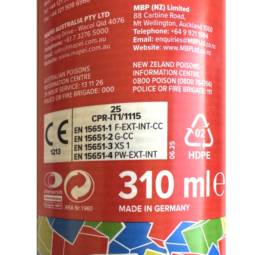Sellador de Juntas Gris Cemento 310ml Mapesil AC Mapei -Silicónico -Antimoho