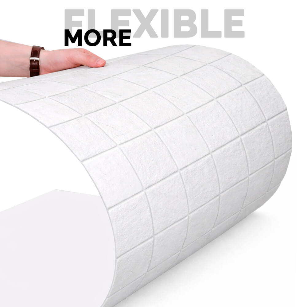 Panel Mural de Piedra Flexible Natural Trieste Mosaic Blanco 118x58cm - Revestimiento Pared impermeable