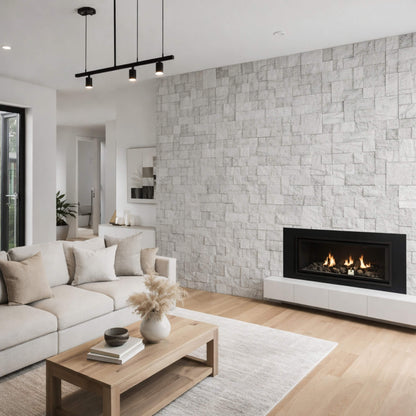 Panel Mural de Piedra Flexible Natural Siena Travertine Gris 120x60cm - Revestimiento Pared impermeable