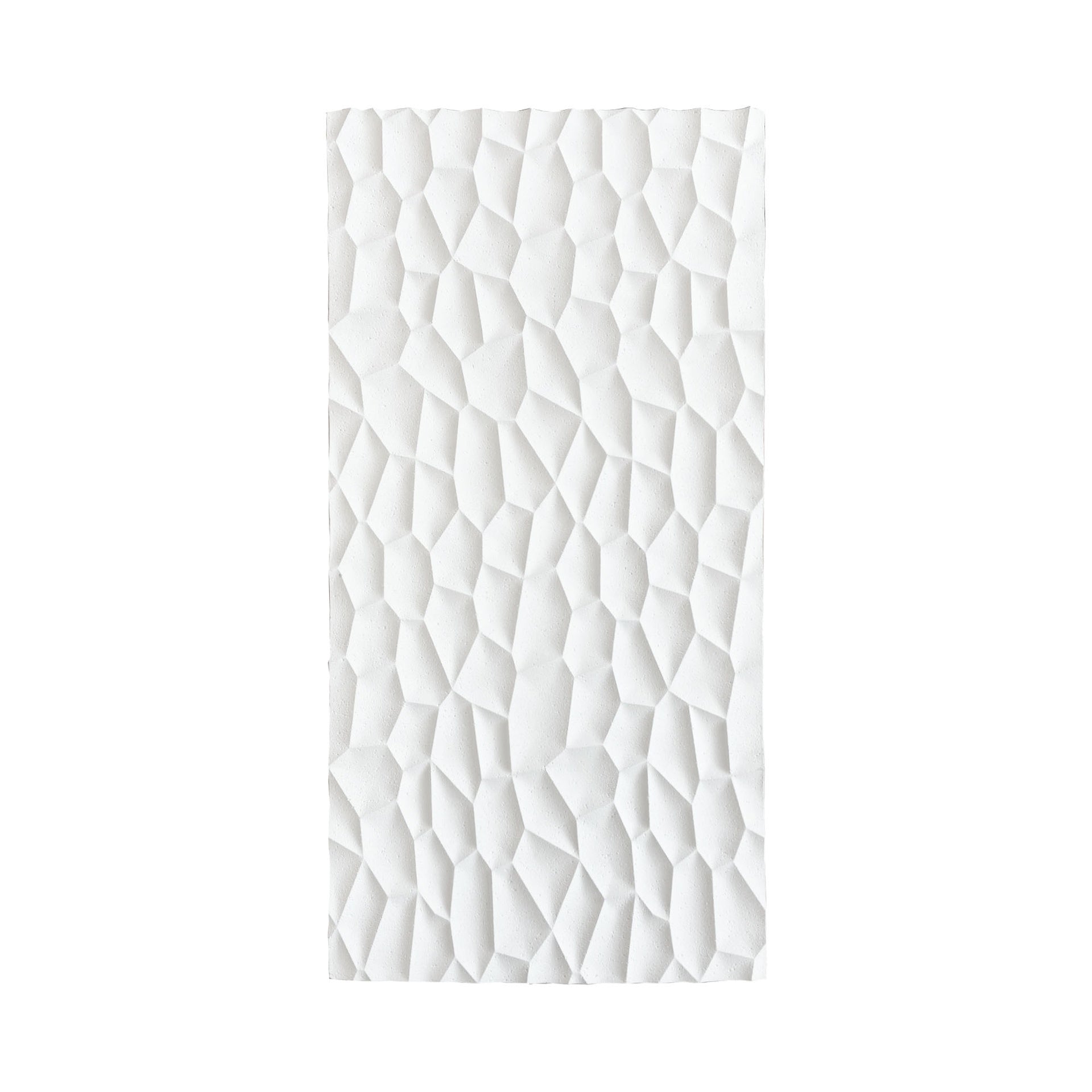 Painel Parede 3D de Poliuretano Rígido PU HD Geometry Série C Branco 120x60cm - Revestimento Decorativo Interior e Exterior