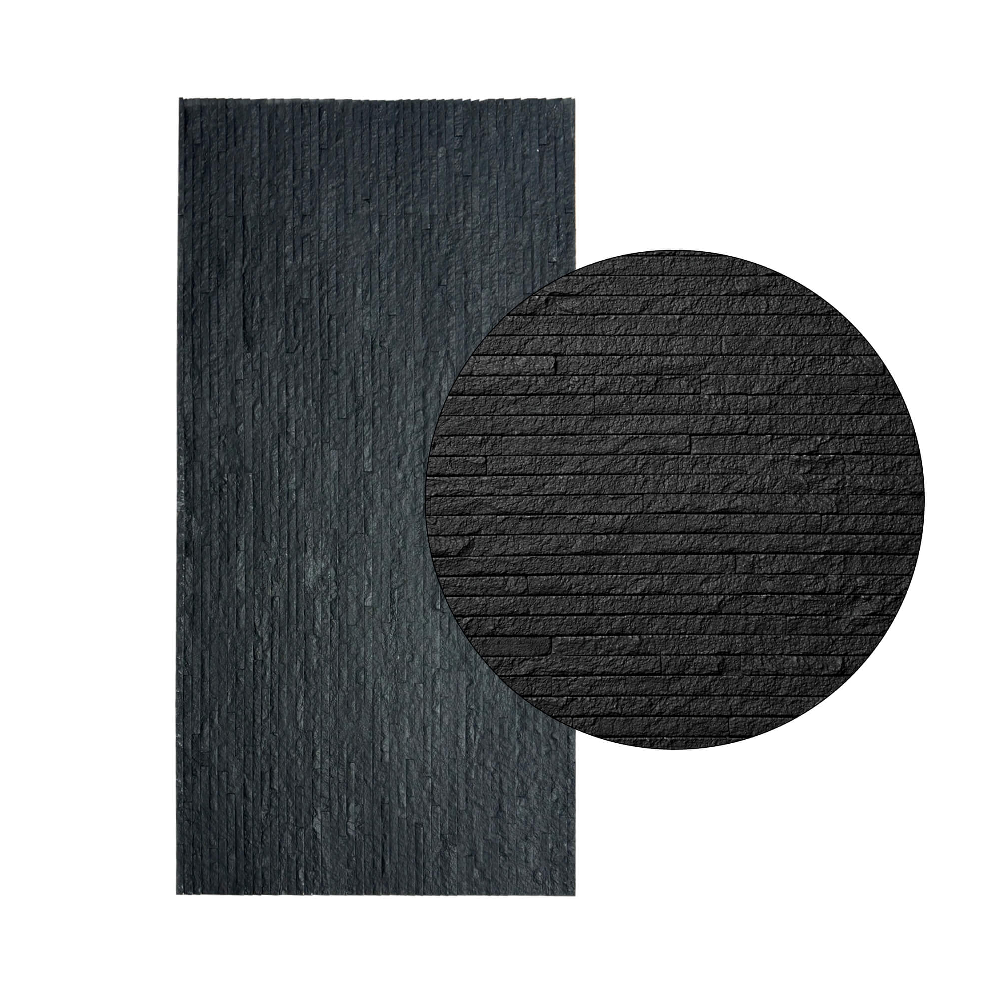 Panel Mural de Piedra Flexible Natural Venecia Negro 120x60cm - Revestimiento Pared impermeable